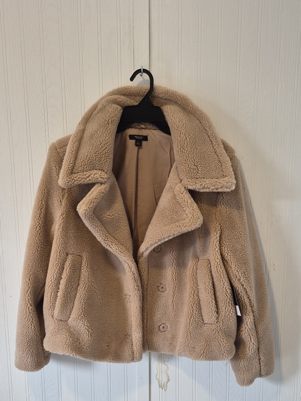 Simply Vera Vera Wang Teddy Faux-Shearling Jacket - Tan